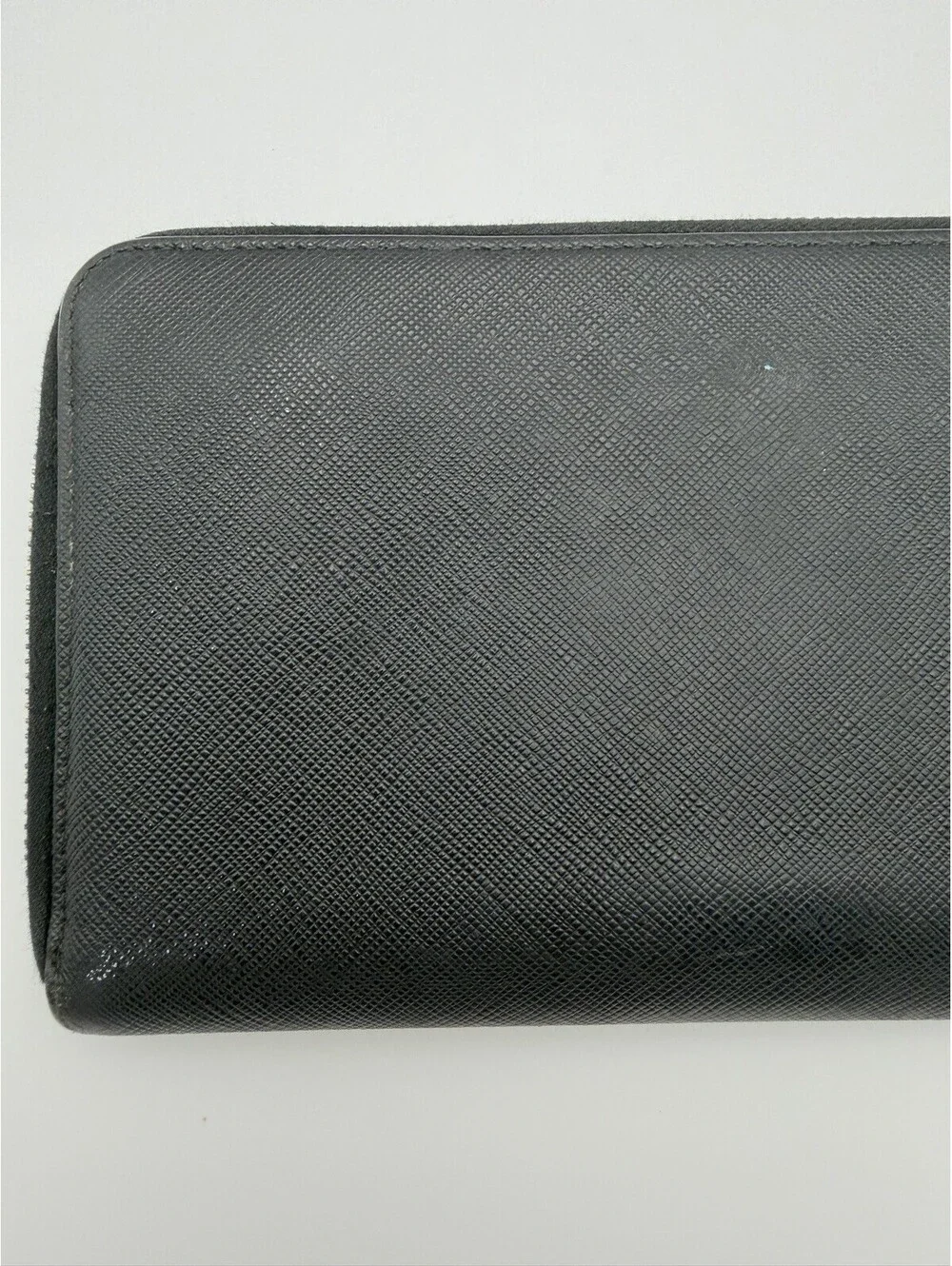 Authentic PRADA Black Saffiano Leather Zip Around Travel Organizer Long Wallet